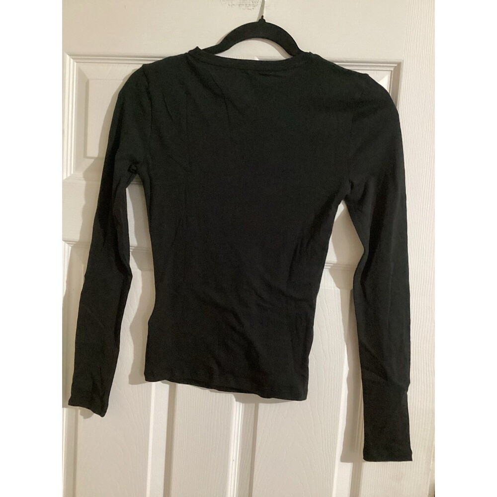 J. Crew Tissue Turtleneck Crepe Long Sleeve T-shirt Black XXS - Picture 2 of 4
